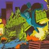 Illustration Godzilla Vs Kong Fight Paint By Numbers