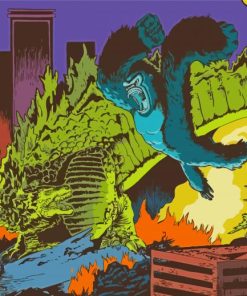 Illustration Godzilla Vs Kong Fight Paint By Numbers