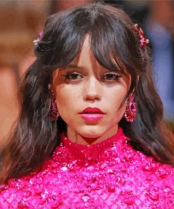 Jenna Ortega In Pink Dress Paint By Numbers