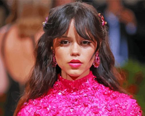 Jenna Ortega In Pink Dress Paint By Numbers