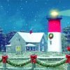 Merry Christmas Lighthouse In Winter Paint By Numbers