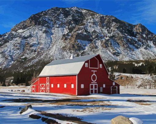 Montana Mountains With Barn Paint By Numbers