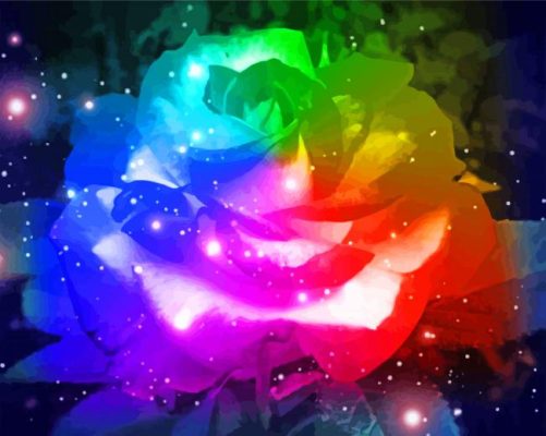 Rainbow Glowing Rose Paint By Numbers