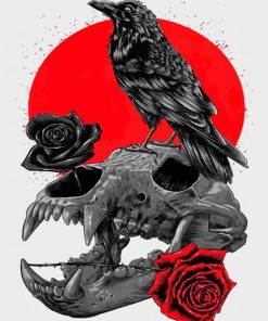 Raven Skull And Roses Paint By Numbers