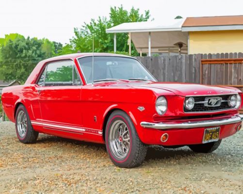 Red 66 Mustang Car Paint By Numbers