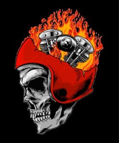 Skull And Motorcycle Paint By Numbers