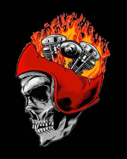 Skull And Motorcycle Paint By Numbers