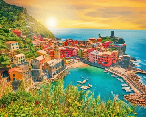 Sunset Time In Vernazza Paint By Numbers