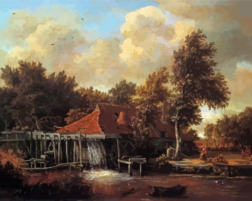 The Water Mill Hobbema Paint By Numbers