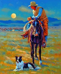 The Western Cowboy And Dog Paint By Numbers