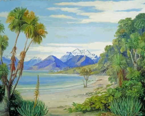 View Of Mount Earnshaw From The Island Marianne North Paint By Numbers