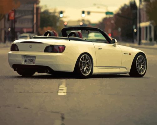 White Honda S2000 in The Street Paint By Numbers