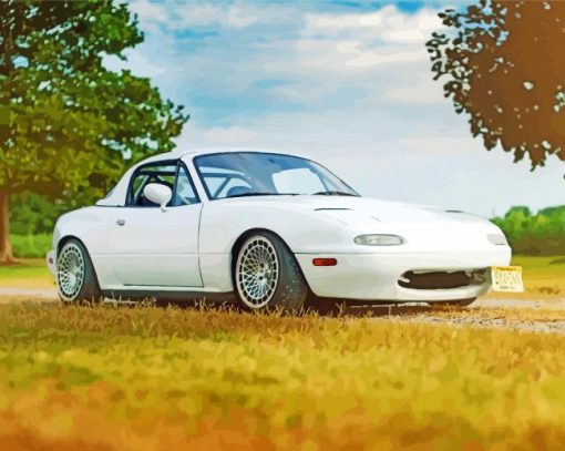 White Miata Mazda Paint By Numbers