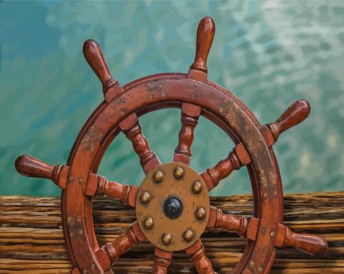 Wooden Ship Wheel Paint By Numbers