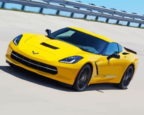 Yellow Chevrolt Corvette Car Paint By Numbers