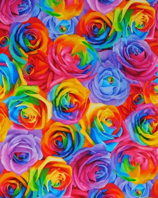 Abstract Rainbow Flowers Paint By Numbers