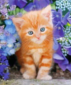 Adorable Cat And Flowers Paint By Numbers