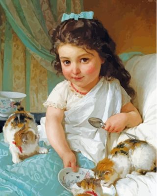 Child And Kittens Paint By Numbers