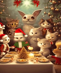 Christmas Celebration Animals Paint By Numbers