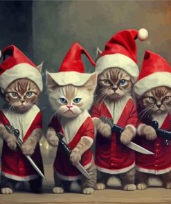 Christmas Mad Cats Paint By Numbers