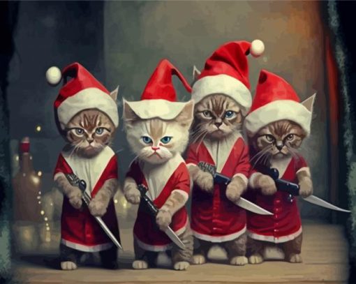 Christmas Mad Cats Paint By Numbers