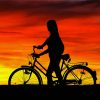 Girl With Bike Silhouette At Beautiful Sunset Paint By Numbers