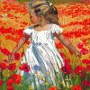 Little Girl In Poppy Field Paint By Numbers