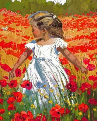 Little Girl In Poppy Field Paint By Numbers