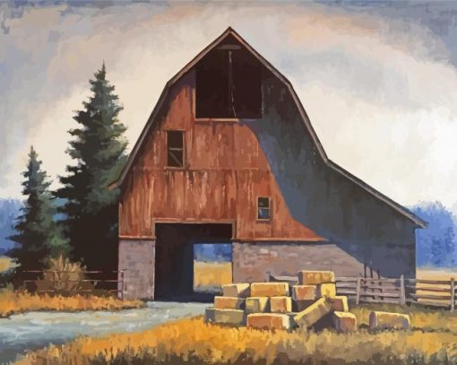 Old Western Mountain Barn Paint By Numbers