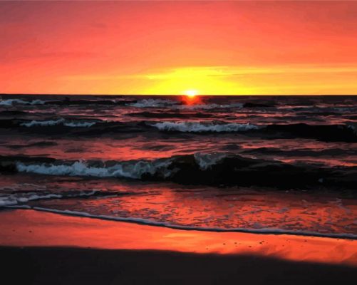 Poland Pomerania Baltic Sea Sunset Paint By Numbers