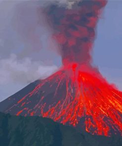 Red Volcano Erupting Paint By Numbers