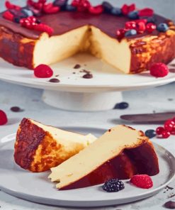 San Sebastian Cheesecake With Blueberries And Raspberries Paint By Numbers