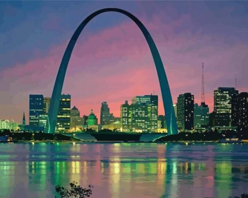 St Louis Gateway Arch Sunset Paint By Numbers