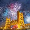 Tower Bridge Fireworks Sacramento California Paint By Numbers