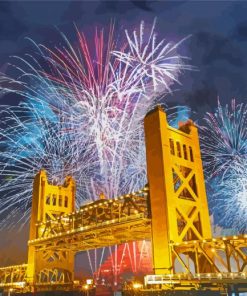 Tower Bridge Fireworks Sacramento California Paint By Numbers