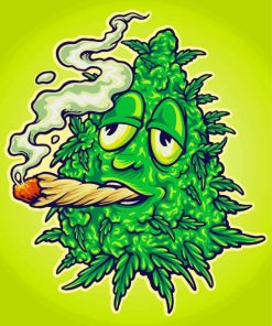 Weed Mascot Smoking Illustration Paint By Numbers