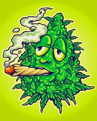 Weed Mascot Smoking Illustration Paint By Numbers