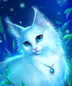 White Cat With Blue Eyes Art Paint By Numbers