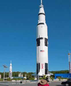 White Saturn 5 Rocket Paint By Numbers