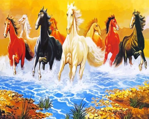 8 Horses Paint By Numbers