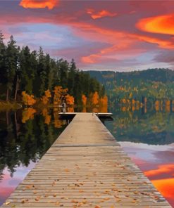 Autumn Sunset Lake Reflection Paint By Numbers