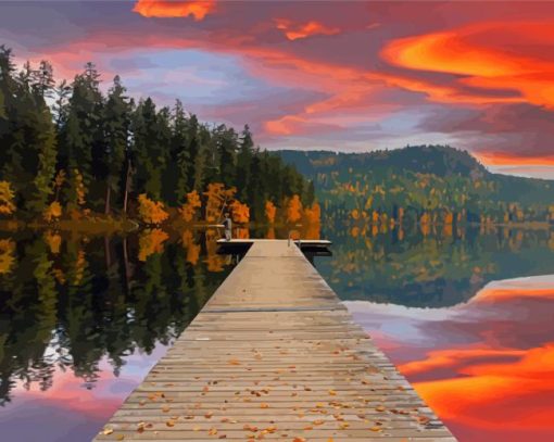 Autumn Sunset Lake Reflection Paint By Numbers