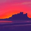 Bamburgh Castle Sunset Silhouette Paint By Numbers