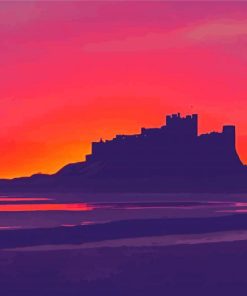 Bamburgh Castle Sunset Silhouette Paint By Numbers