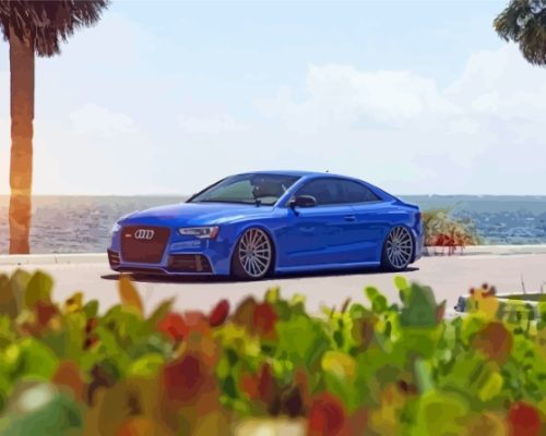 Blue Audi Rs5 Seaside Paint By Numbers