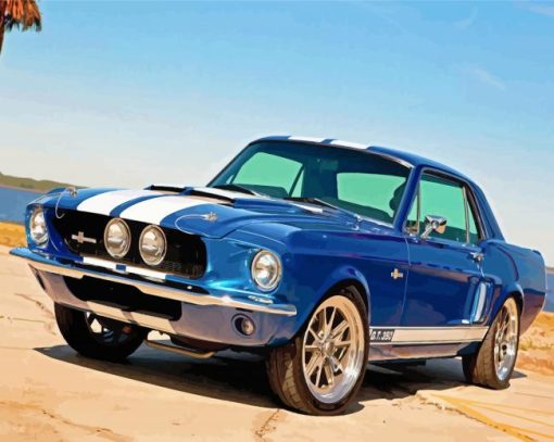 Blue Classic Ford Mustang Paint By Numbers