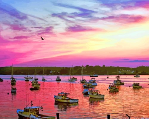 Boothbay Harbour At Sunset Paint By Numbers