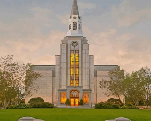 Boston Temple Sunset Paint By Number