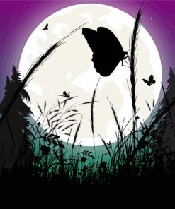 Butterfly Moon Silhouette Paint By Numbers