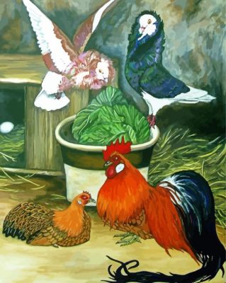 Chickens And Pigeons Paint By Numbers